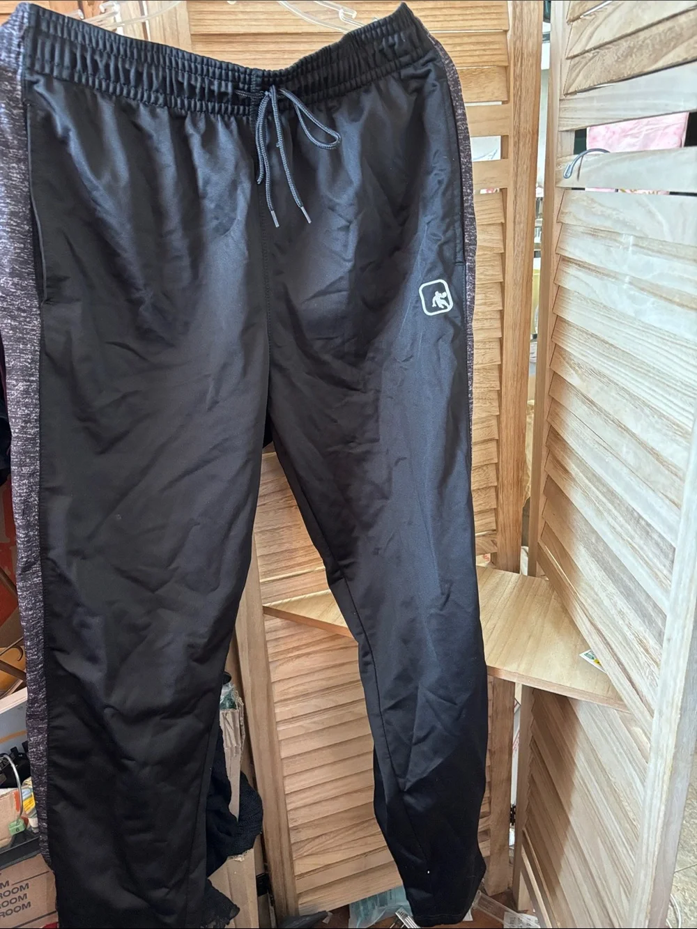 And1 Boys Black Track Slacks with Heathered Side Panels Large